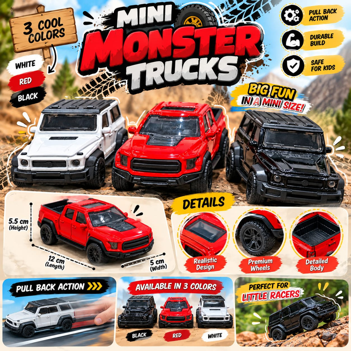Mini Pull-Back Monster Truck Toy