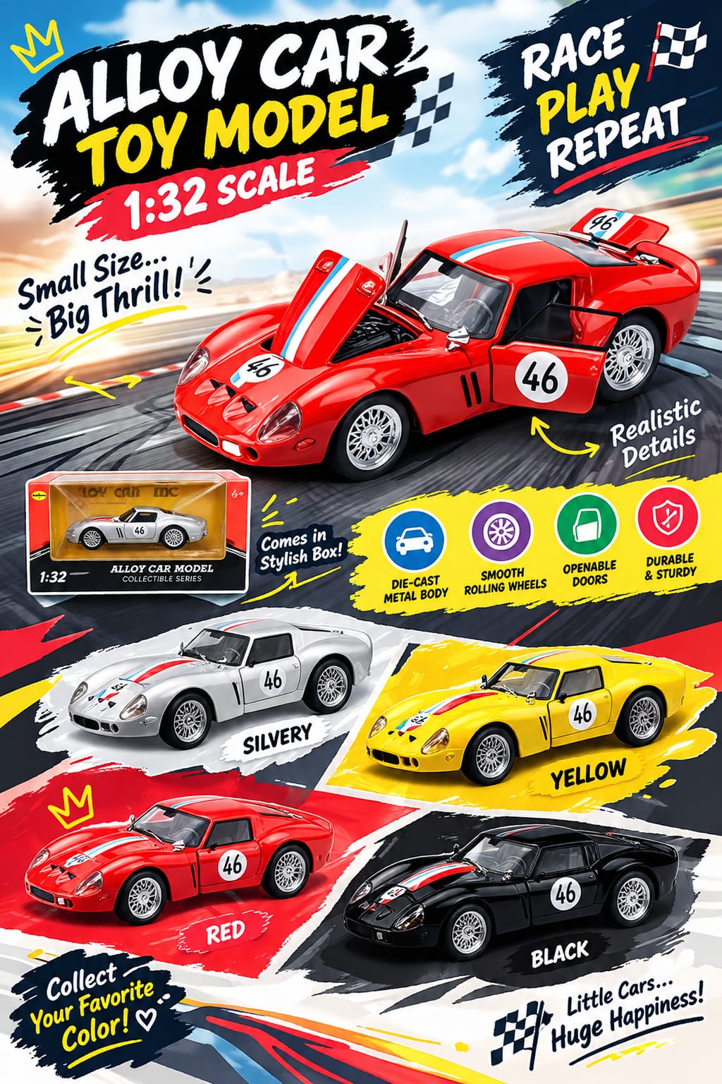 Alloy Car Toy Model 1:32 Scale - Racing Car