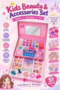 Kids Beauty & Accessories Set - 51 Pieces Makeup & Jewelry Box for Girls