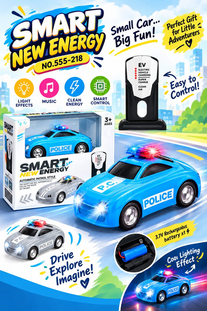 Smart New Energy Police Car - Automatic Patrol EV Car with Light & Music