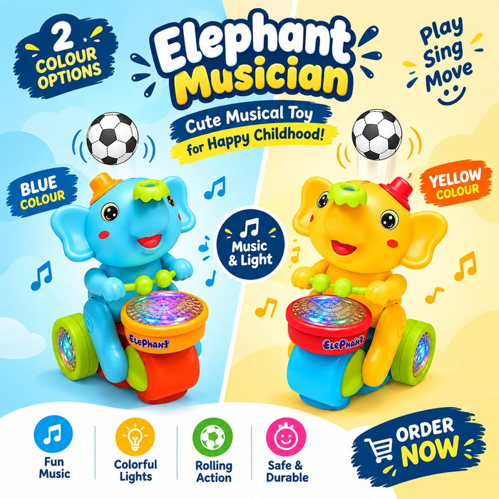 Play Sing Move! Elephant Musician with Fun Music and Colorful Lights!