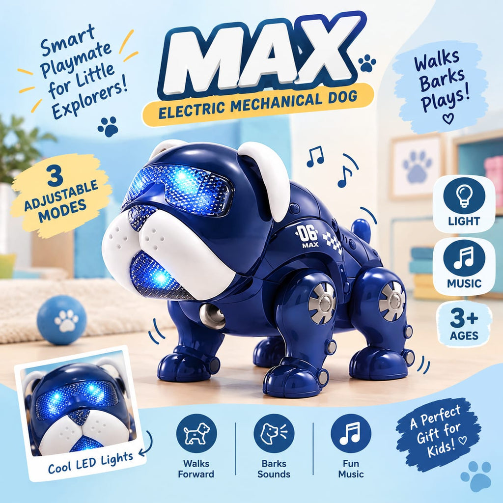 MAX Electric Mechanical Dog – Walks, Barks & Plays with LED Lights