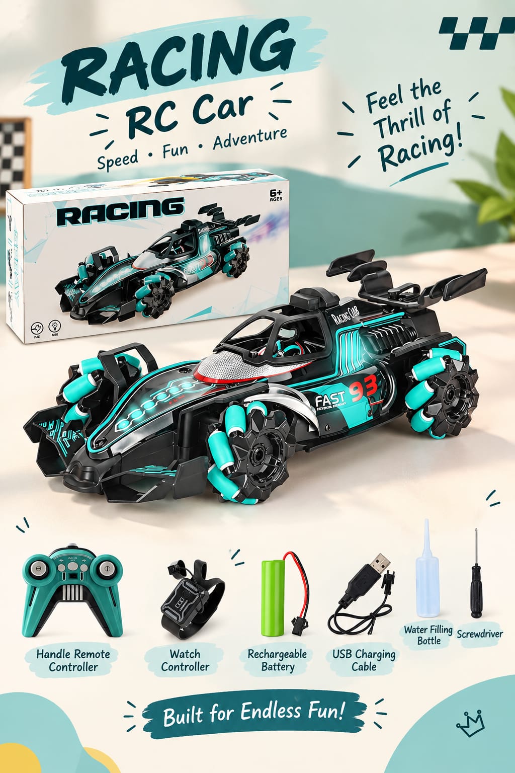 RC Racing Stunt Car – Fast 93 with Watch & Handle Controller