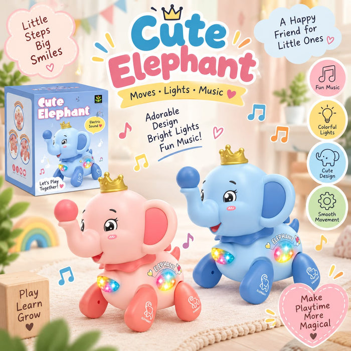 Cute Moving Elephant Toy with Lights & Music