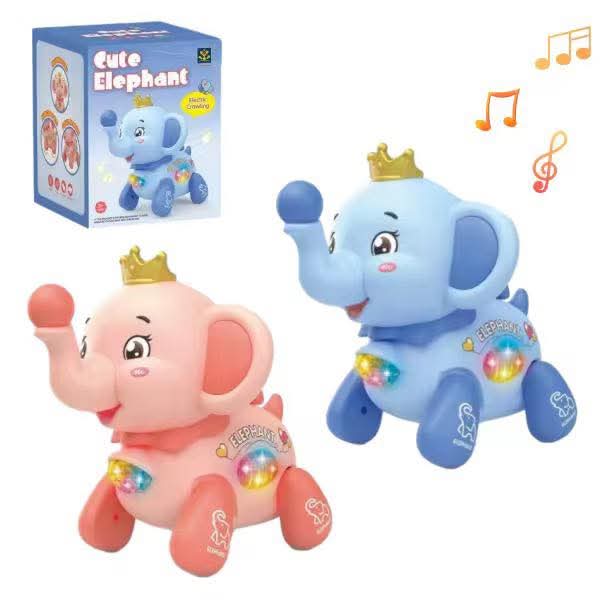 Cute Moving Elephant Toy with Lights & Music