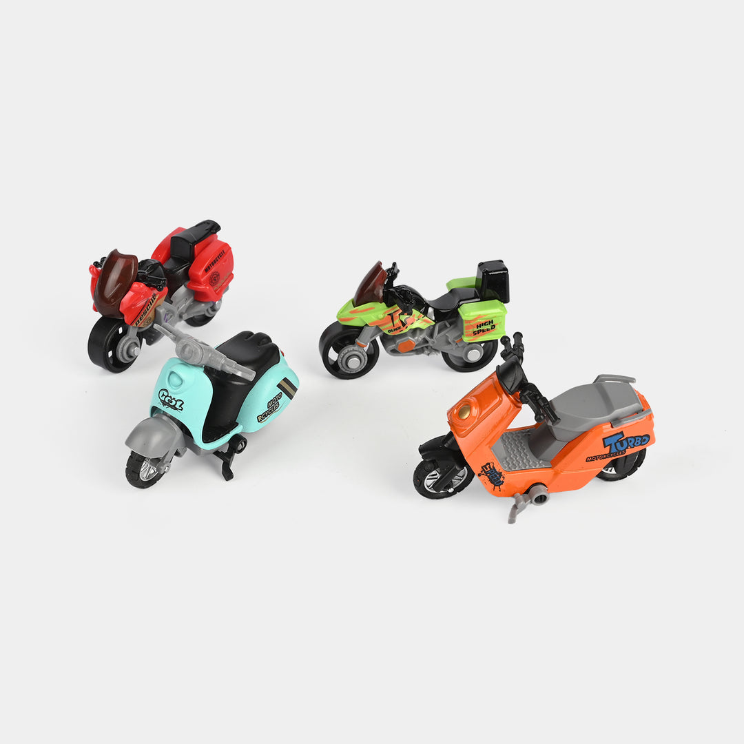 4-Piece Mini Motorcycle & Scooter Toy Set