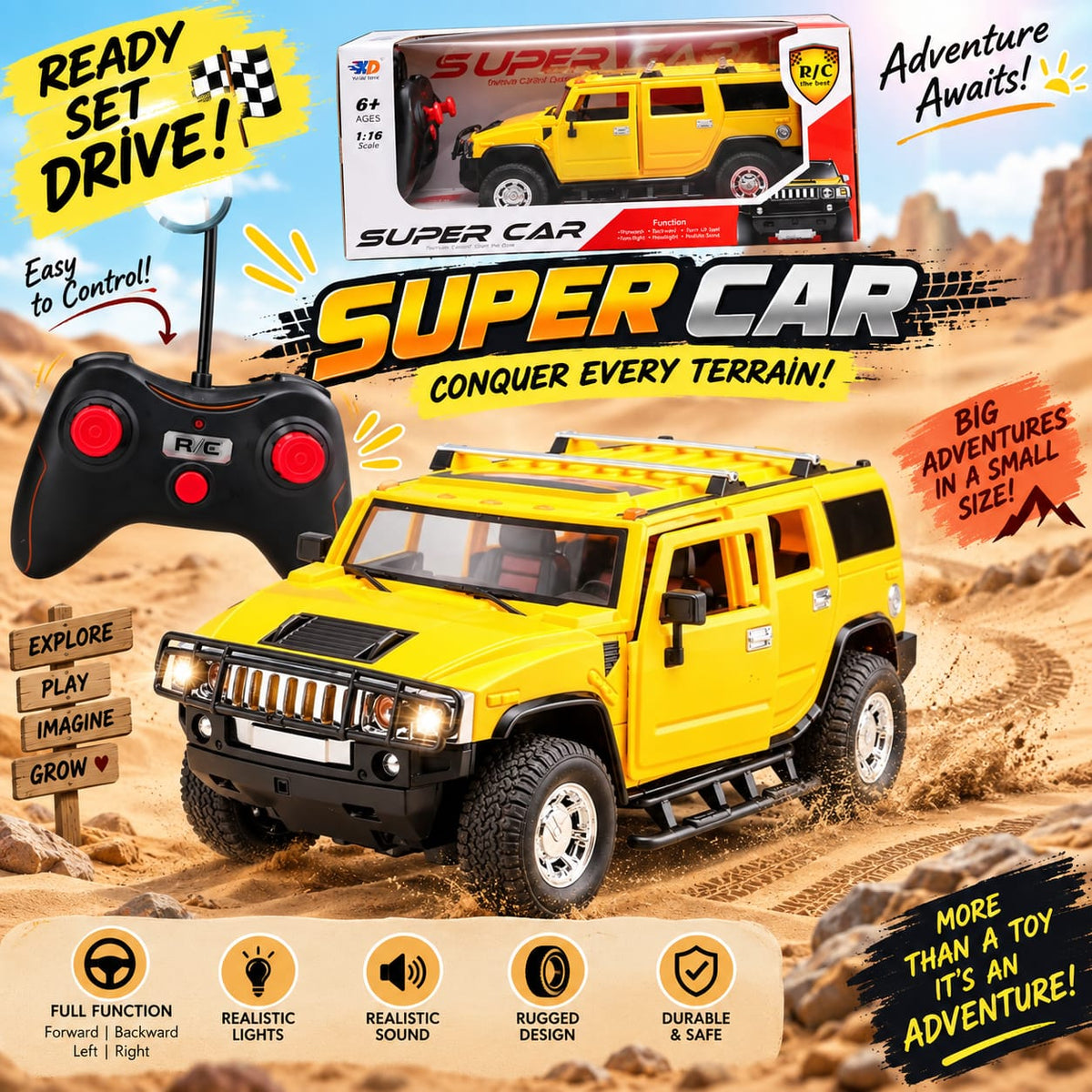 1:16 RC Off-Road SUV with Lights & Sound