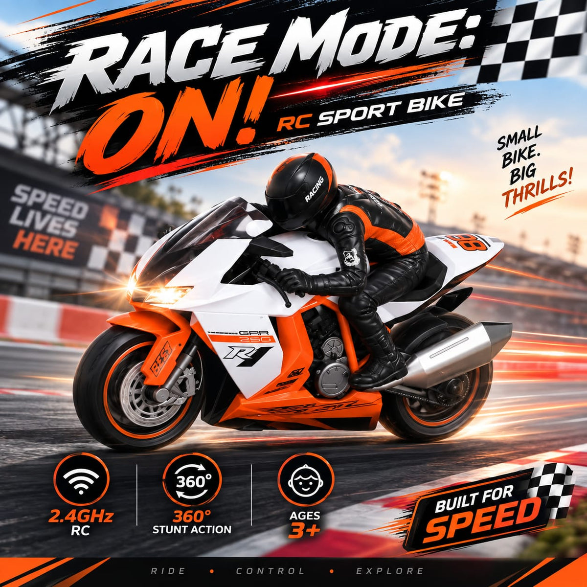 2.4GHz RC Racing Sport Bike with 360° Stunts