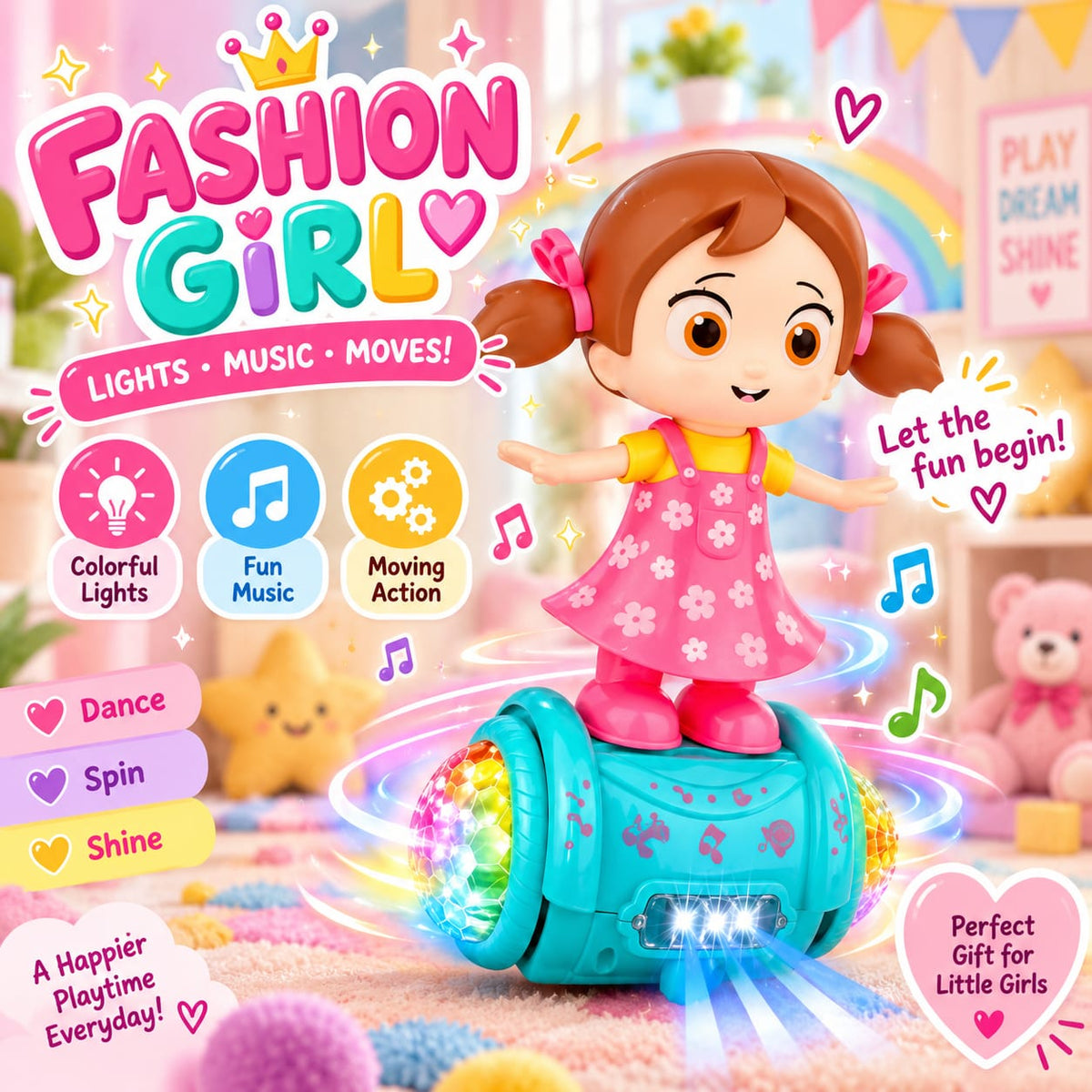 Fashion Girl 5D Light-Up Musical Dancing Toy