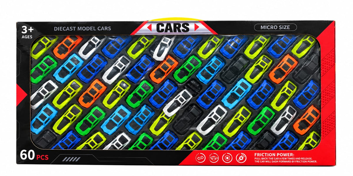 60-Piece Micro Die-Cast Model Cars Set