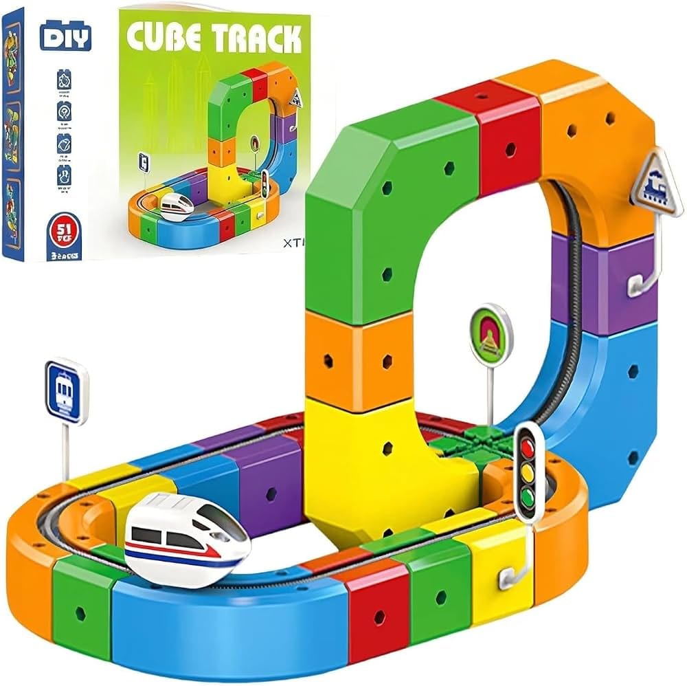 Cube Track DIY Train Building Set – 51 Pieces