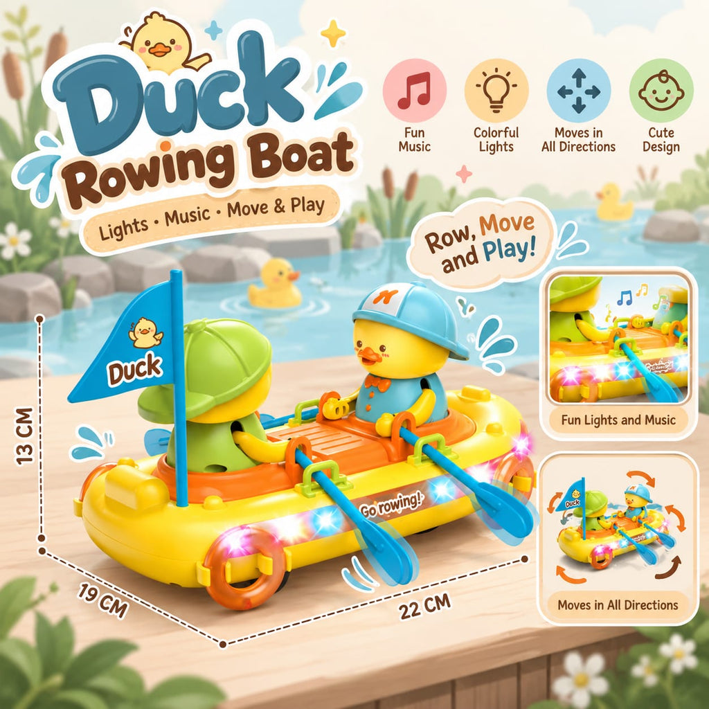 Musical Duck Rowing Boat Toy with Lights & Movement