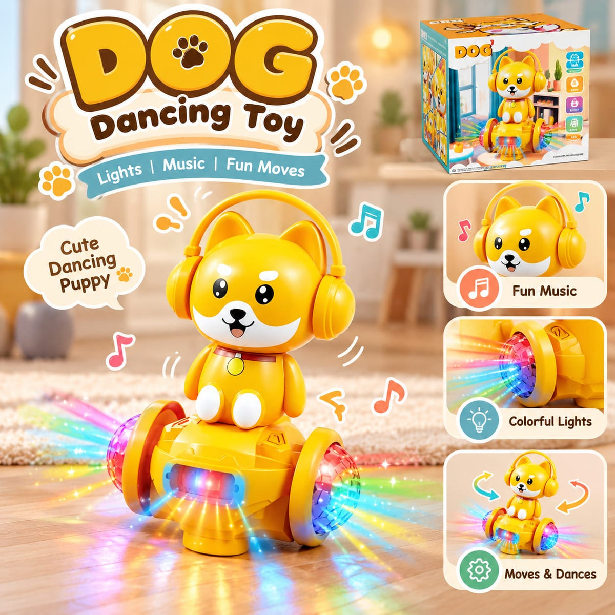 Dancing Puppy Toy with Music & Colorful Lights