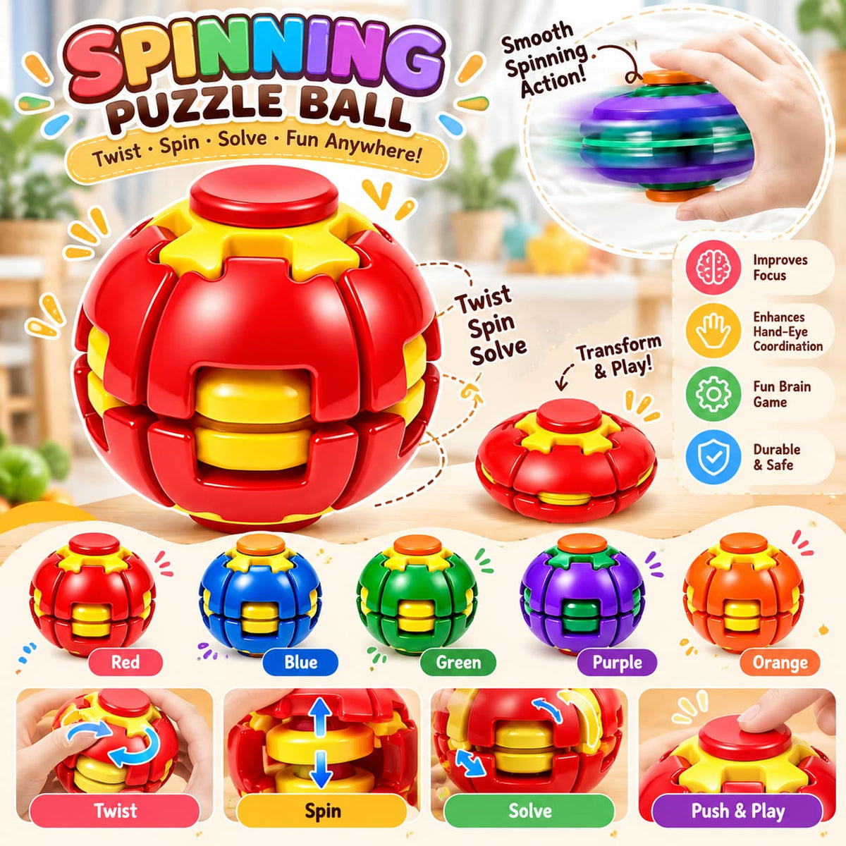 Spinning Puzzle Ball – Twist & Transform Fidget Toy