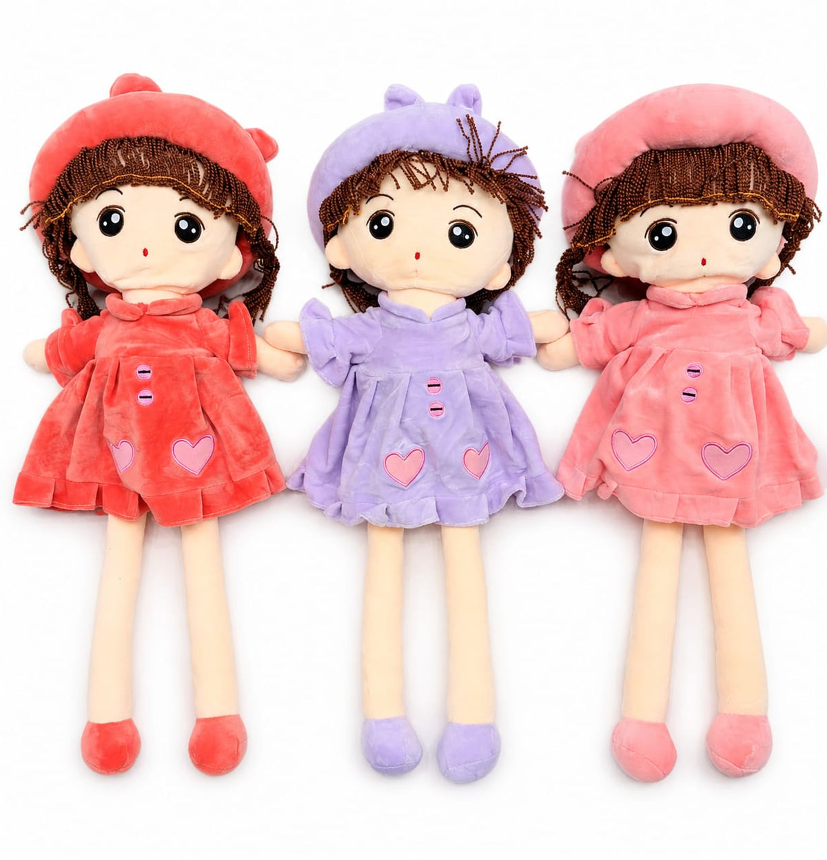 Soft Plush Doll with Heart Dress & Matching Hat