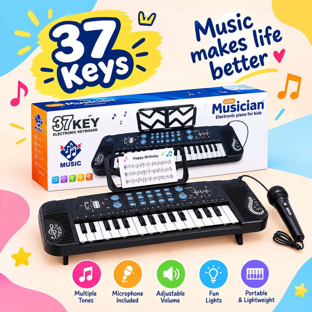 37 KEYS ELECTRONIC KEYBOARD - Music Makes Life Better! 🎹🎤