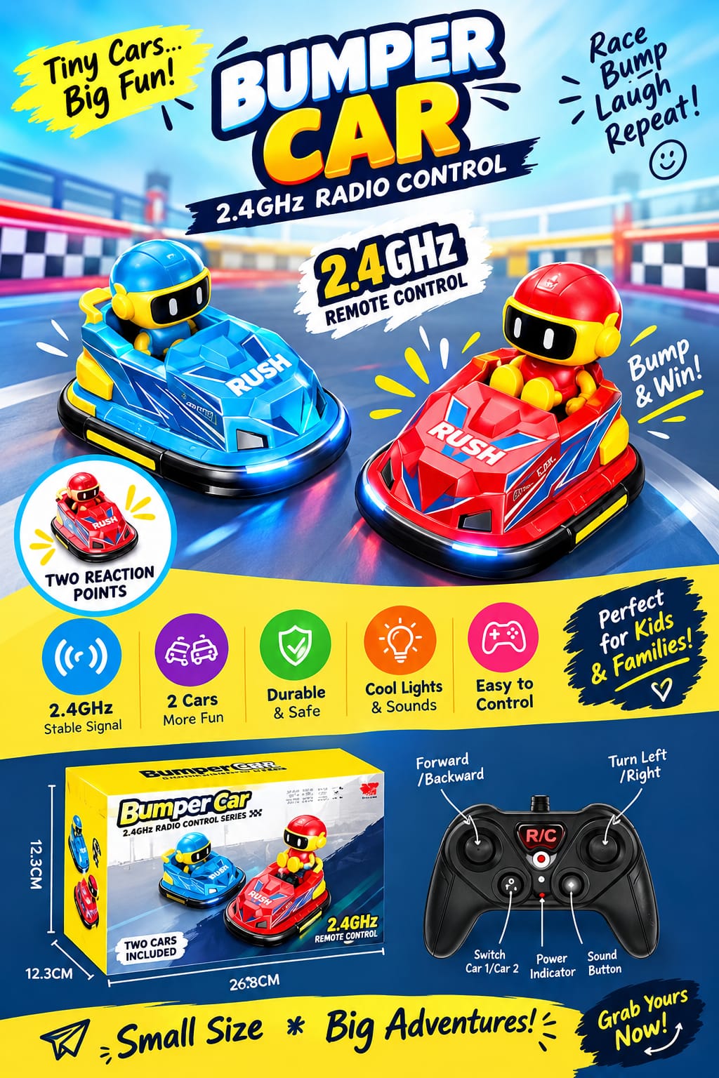 Bumper Car 2.4GHz Radio Control - 2 Cars Included