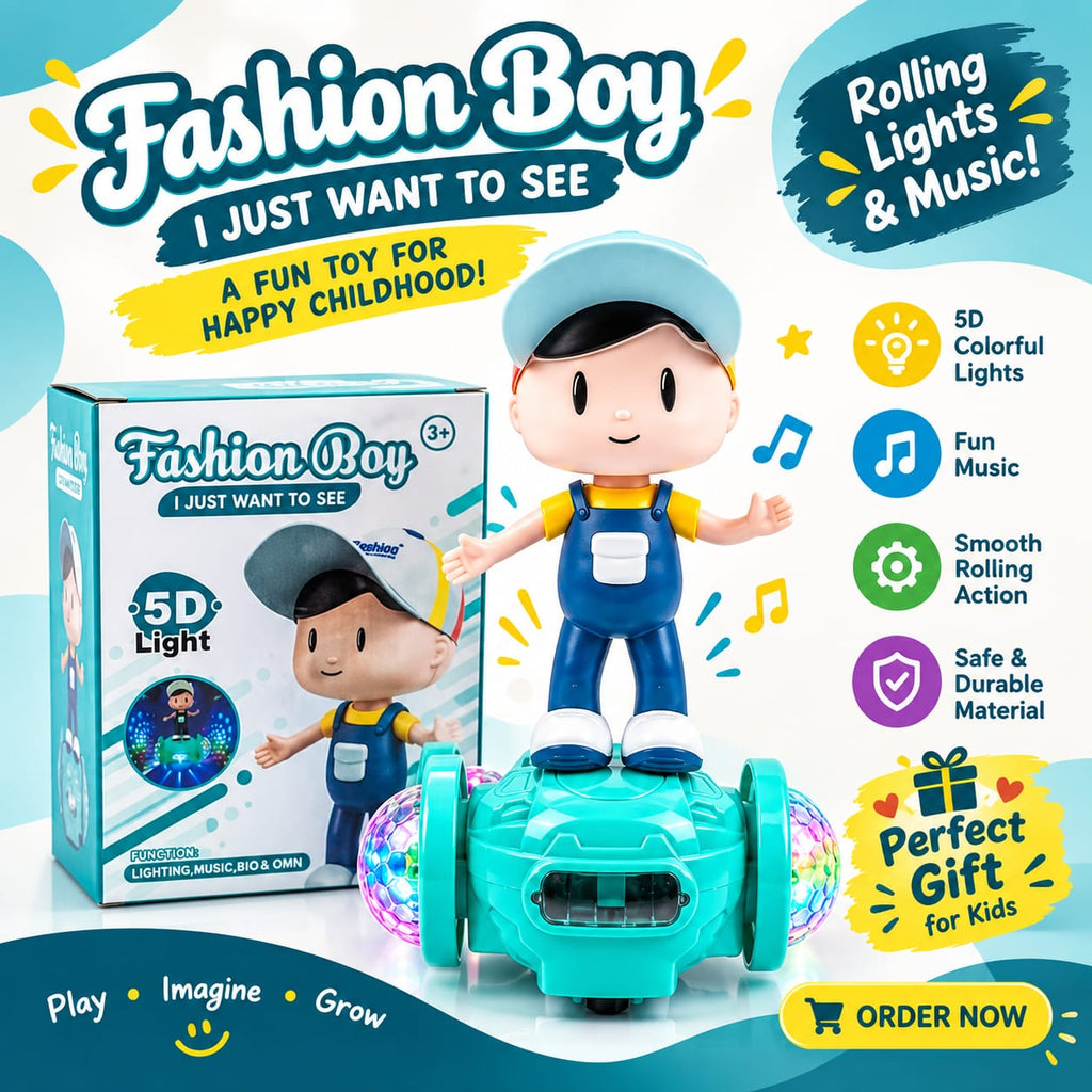 Fashion Boy 360° Rolling - 5D Lights & Music Toy For Kids