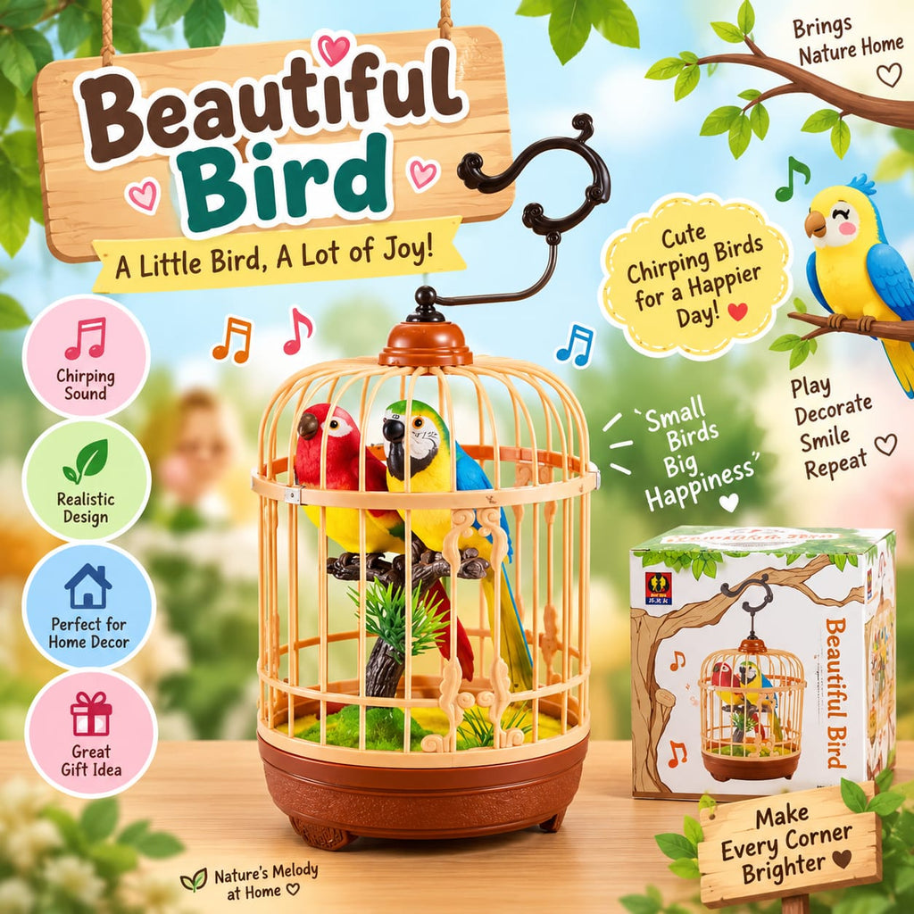 Musical Parrot Bird Cage Hanging Toy