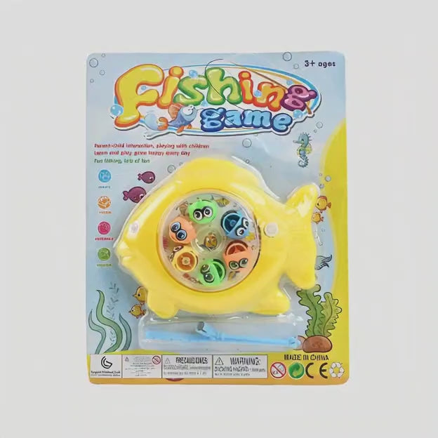 Fishing Game Toy for Kids - Rotating Fish Catching Game with Fishing Rod