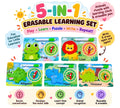 5-in-1 Animal Learning Puzzle Set with Clock & Erasable Pens